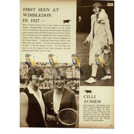 Wimbledon, Betty Nuthall & Cilli Aussem, 1927, Book Illustration, 1938