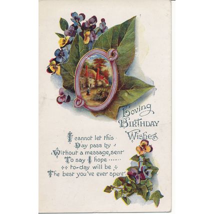 PC23384 Greeting Postcard. Loving Birthday Wishes. W. and K