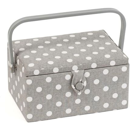 HobbyGift Medium Sewing Box - Grey Spot - Crafts Sewing
