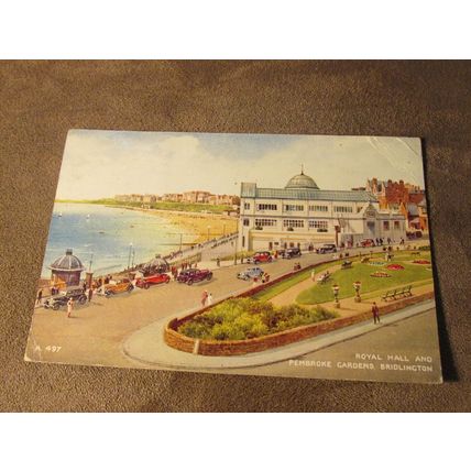 1940s Postcard - Royal Hall, Bridlington Yorkshire - Artist Brian Gerald / A497
