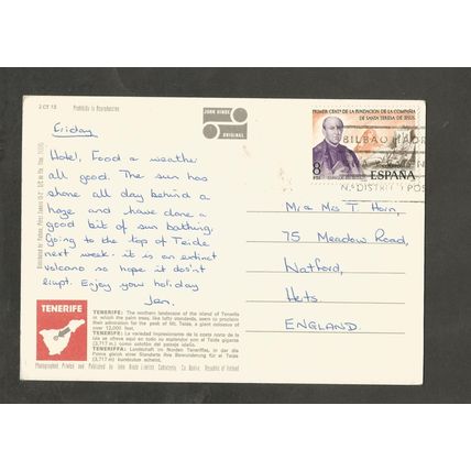 Postcard Canary Islands Tenerife John Hinde 2CT13 Mount Tiede