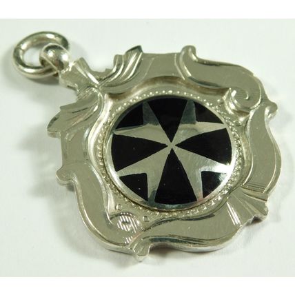 Vintage Solid Silver Enamel Albert Chain Fob Medal St John Ambulance Squires Cup