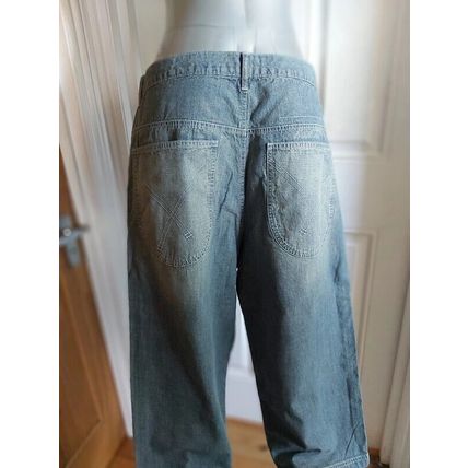 REPUBLIC Denim Shorts White Label Long Size S loose fit jeans washed relaxed