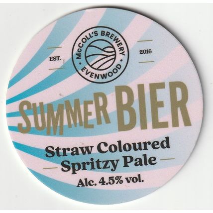 UNUSED KEG CLIP FRONT - McCOLLS BREWERY - SUMMER BIER SPRITZY PALE