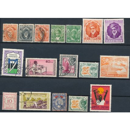 16 Stamp Selection - Zanzibar - FH & NM H