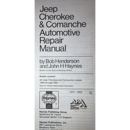 Haynes Manual Jeep Cherokee Wagoneer Comanche 1984 - 1993 Auto Repair 1553