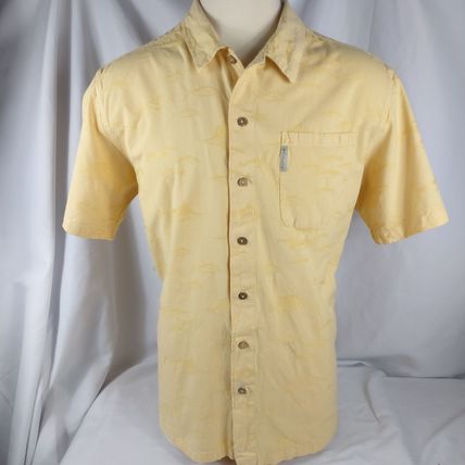 Columbia River Lodge Mens Short Sleeve Yellow "Fish" Shirt Sz XL