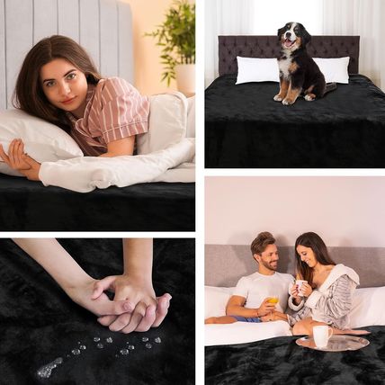 Love Black Waterproof Bed Blanket, Twin Size 80'' X 60'' Double Side Lightweight