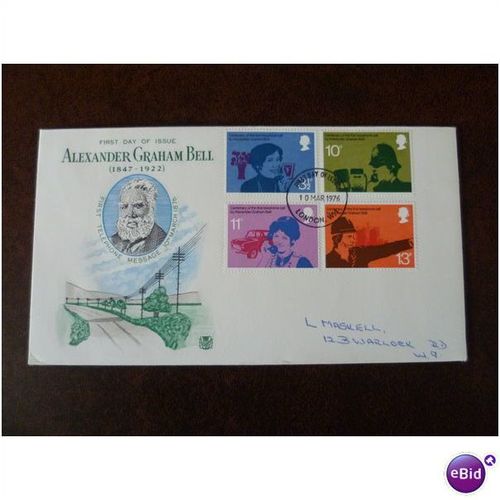 1976 GB Telephone Centenary Stuart FDC London stamps Nurse Policeman Alex Bell