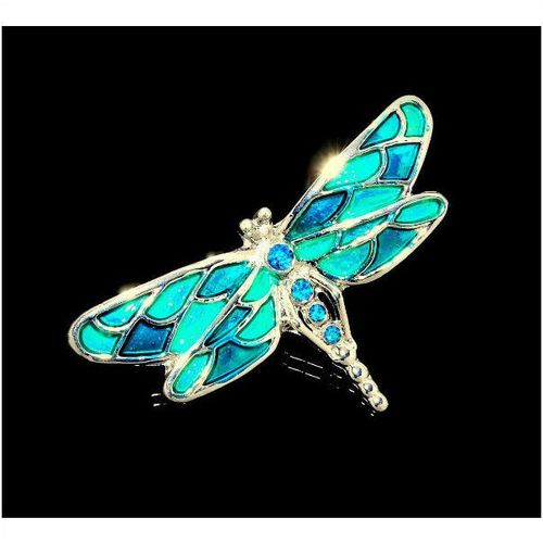 Green Crystal Enamel Dragonfly Brooch Jumper Clasp Pin Jewellery 1142