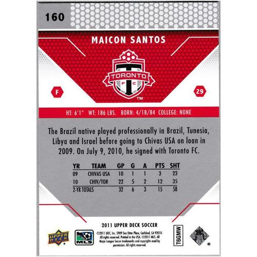 2011 Upper Deck - #160 - Maicon Santos