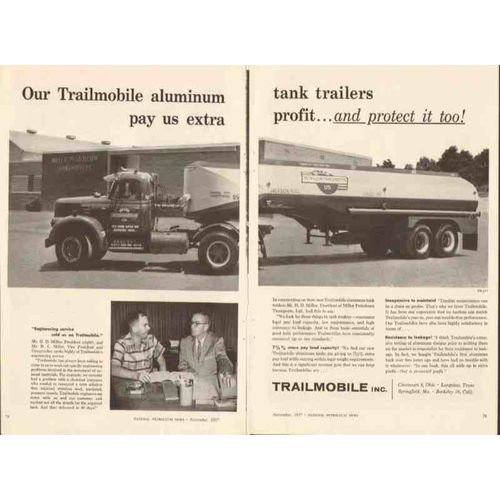 trailmobile inc 1957 miller petroleum transporters trailer vintage ad