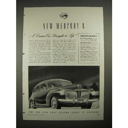 1941 Mercury 8 Car Ad - A Dream Car Brought to Life