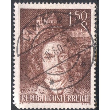 Austria 1960 - SG1357 - 1s.50 brown - Jakob Prandtauer - used