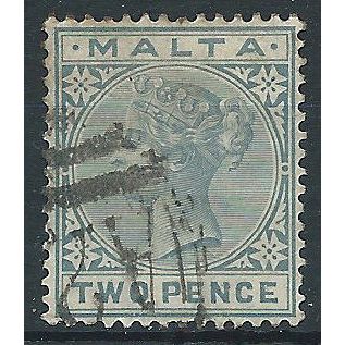 Malta 1885 SG23 2d Grey Wmk Crown CA Good+ Used . ..