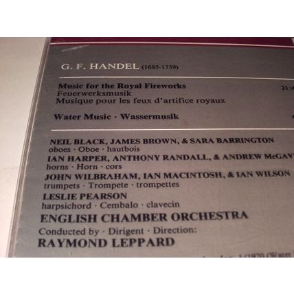 HANDEL - MUSIC FOR THE ROYAL FIREWORKS / WATER MUSIC- CD ALBUM - 1DISC