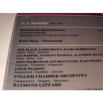 HANDEL - MUSIC FOR THE ROYAL FIREWORKS / WATER MUSIC- CD ALBUM - 1DISC