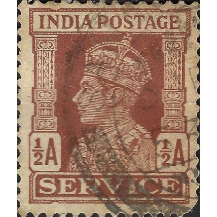 INDIA, King George VI, official, brown 1939, ½anna, #3