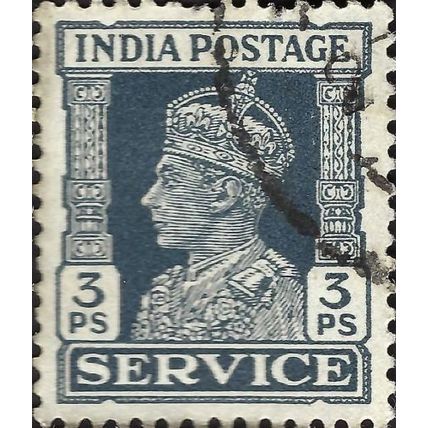 INDIA, King George VI, official, slate blue 1939, 3pies, #3