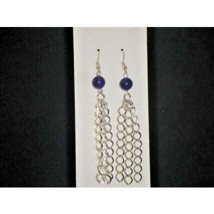 Different 85mm long chain & round amethyst drop earrings