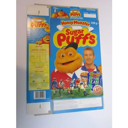 Sugar Puffs 1996 Supreme Team Football Empty Cereal Box