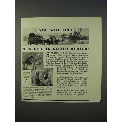 1934 South Africa Tourism Ad - You Will Find New Life