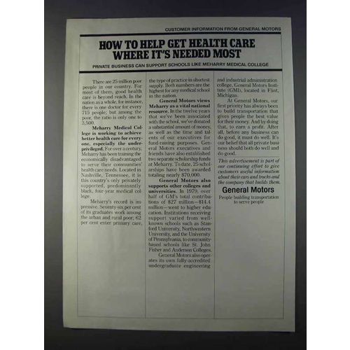 1980 General Motors Ad - Help Get Health Care