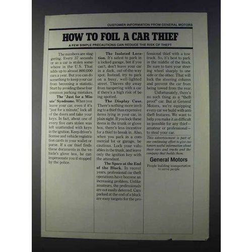 1980 General Motors Ad - How to Foil a Car Thief
