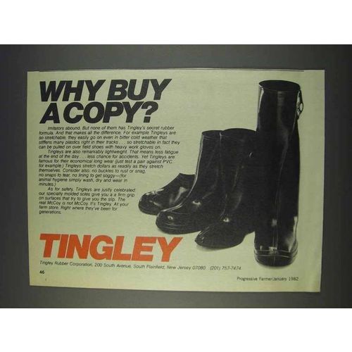 1982 Tingley Boots Ad - Why Buy a Copy?