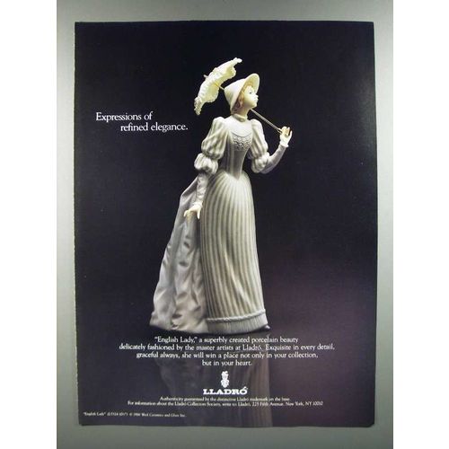 1986 Lladro English Lady Porcelain Ad - Expressions of Refined Elegance