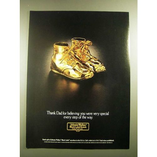 1988 Johnnie Walker Black Label Scotch Ad - Thank Dad For Believing