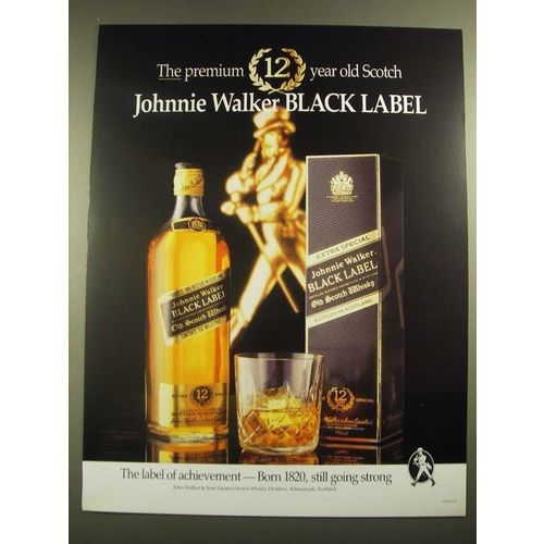 1988 Johnnie Walker Black Label Scotch Ad - The Premium 12 Year Old
