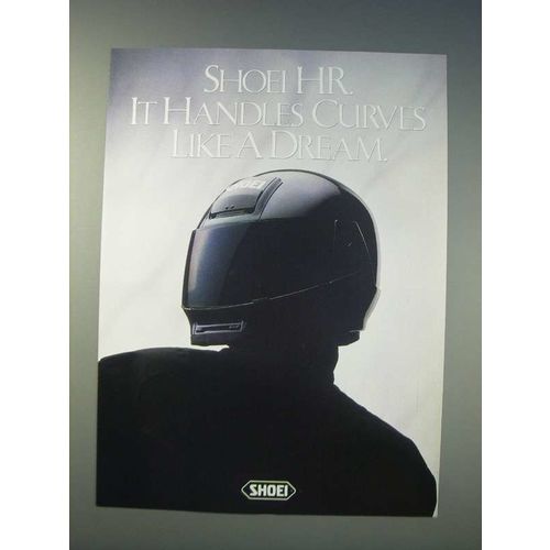 1989 Shoei HR Motorcycle Helmet Ad - Shoei HR. It handles curves like a dream