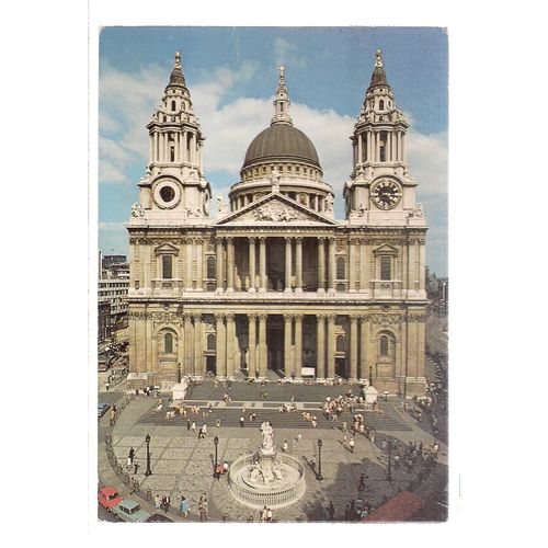 ST. PAUL'S CATHEDRAL LONDON . used vintage postcard.1977 pm J Arthur Dixon =