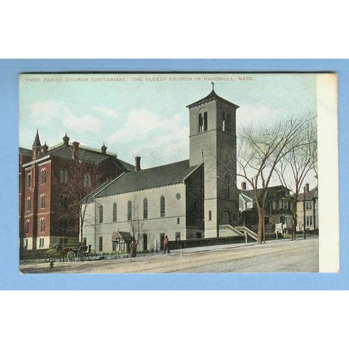 MA Haverhill First Parish Church Street View Of Large Old Church Oldest Ch~937