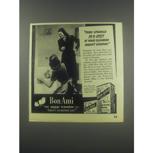 1946 Bon Ami Cleanser Ad - Tubs sparkle in a jiffy