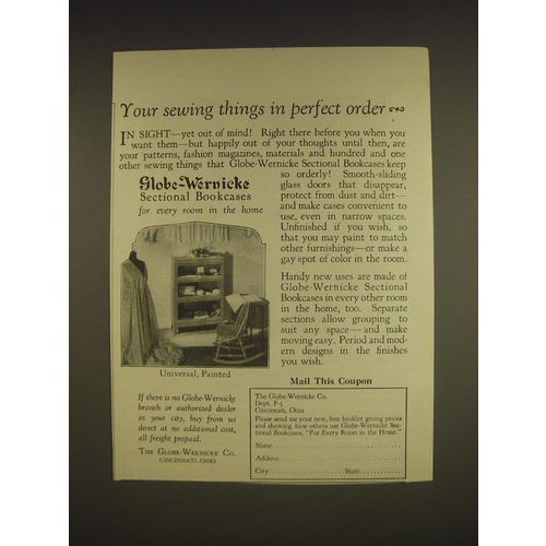 1926 Globe-Wernicke Sectional Bookcases Ad - Your sewing things in perfect order