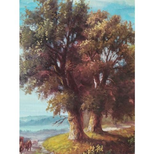 Oil on Canvas oil painting Cows animals Grazing Framed Oil on Canvas 04