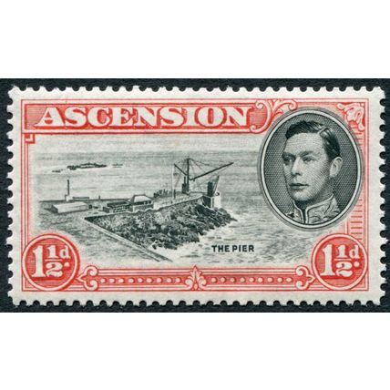 Ascension 1938 1½d black & vermilion Perf 13½ SG 40 unused