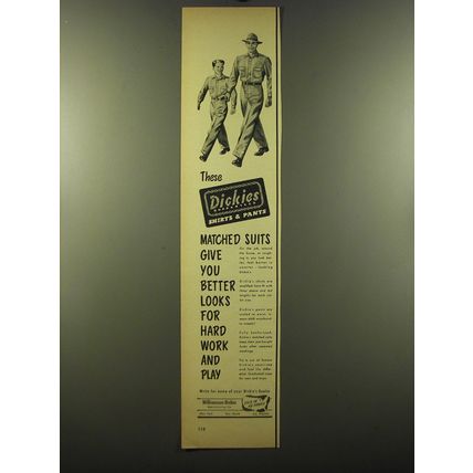 1950 Dickies Shirts & Pants Ad - Matched suits give you better looks
