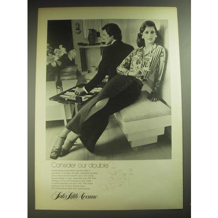 1974 Saks Fifth Avenue Qiana Nylon Shirt and Skirt Ad - Consider our double