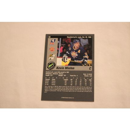 Kevin Miehm 1993 Classic Pro Hockey Prospects NO. 63