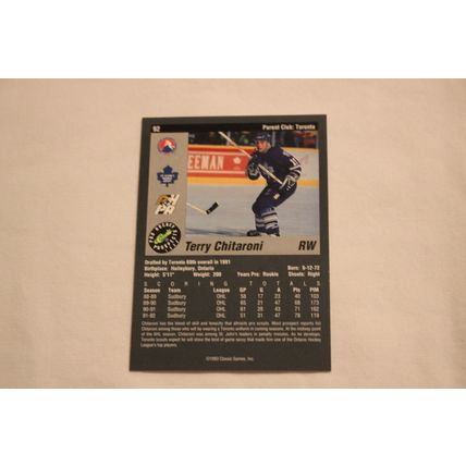 Terry Chitaroni 1993 Classic Pro Hockey Prospects NO. 92