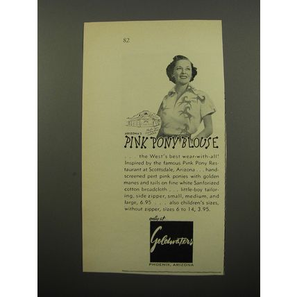 1950 Goldwaters Pink Pony Blouse Advertisement