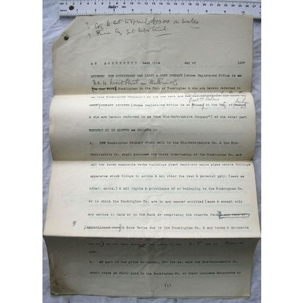 1907 agreement Buckingham Gas Light & Coke Co.