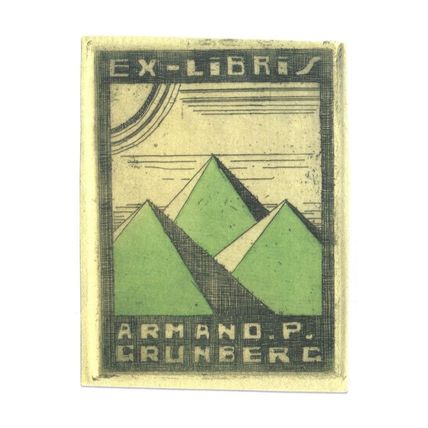 Armand P Grunberg Pyramids Antique Bookplate Ex Libris Book Postcard