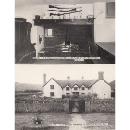 Sir Walter Rayleigh Birthplace Hayes Barton Kitchen 2x Real Photo Postcard s