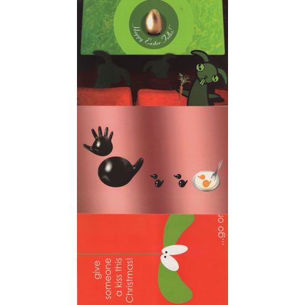 Easter Egg Christmas Kiss 3x Bizarre Greetings Postcard s