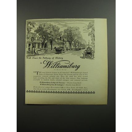 1954 Williamsburg Virginia Ad - Walk down pathway of history in Williamsburg