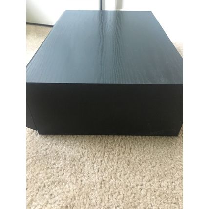 Vtg Faux Wood VHS Tape Holder Storage Cabinet Holds Up To 18 Tapes Black